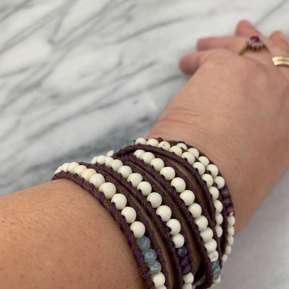Handmade Rope Wrapped Bracelet Purple - Picture 6 of 10
